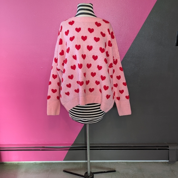 CeCe Sweaters - CeCe Pink Sweater with Red Hearts
